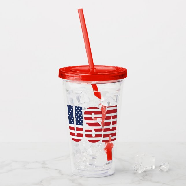 Patriotisk juli 4:e akryliska tumlare take away mugg (Framsida Ice)