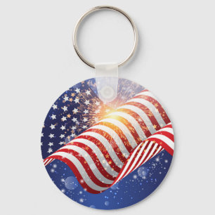 Patriotisk juli 4:e nyckelkedjan nyckelring