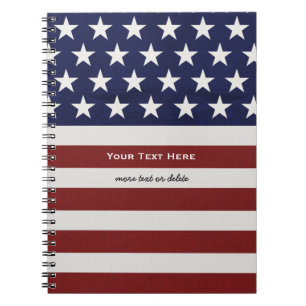Patriotisk Juli 4th för amerikanUSA flagga Anteckningsbok