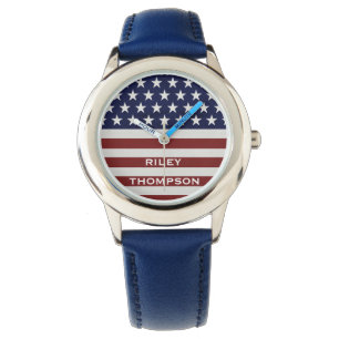 Patriotisk Juli 4th för amerikanUSA flagga Armbandsur