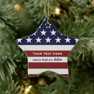 Patriotisk Juli 4th för amerikanUSA flagga jul Julgransprydnad Keramik