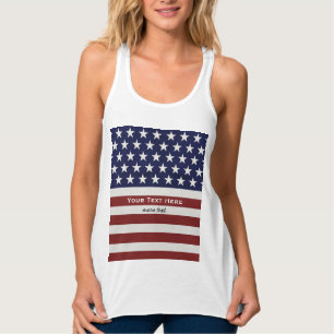Patriotisk Juli 4th för amerikanUSA flagga Linne Med Racerback