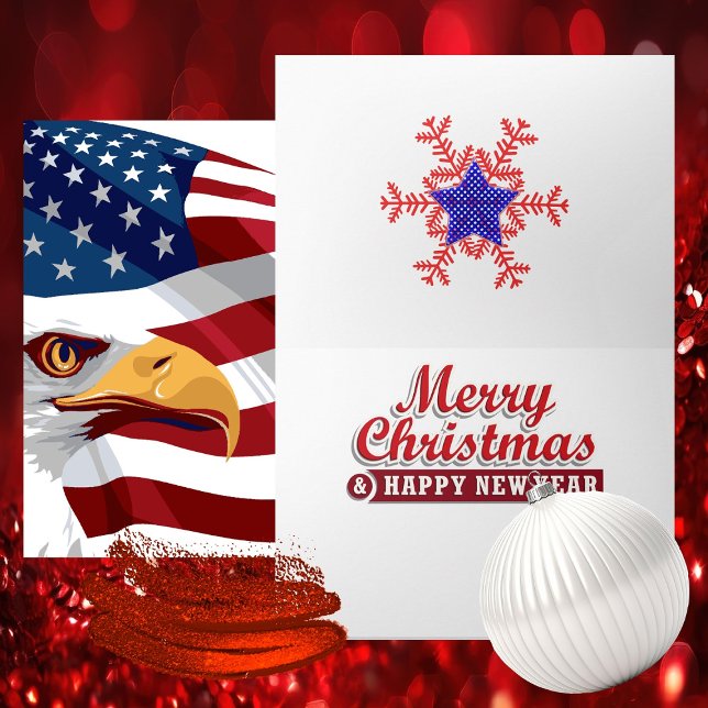 Patriotisk julkort helgkort (Bold Proud Patriotic - Red White & Blue - Iconic Symbols - Vibrant Colors)