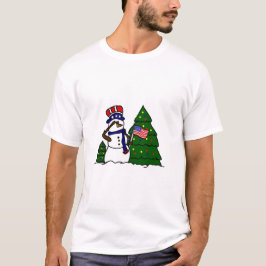 Patriotisk julsnögubbeT-tröja T-shirt