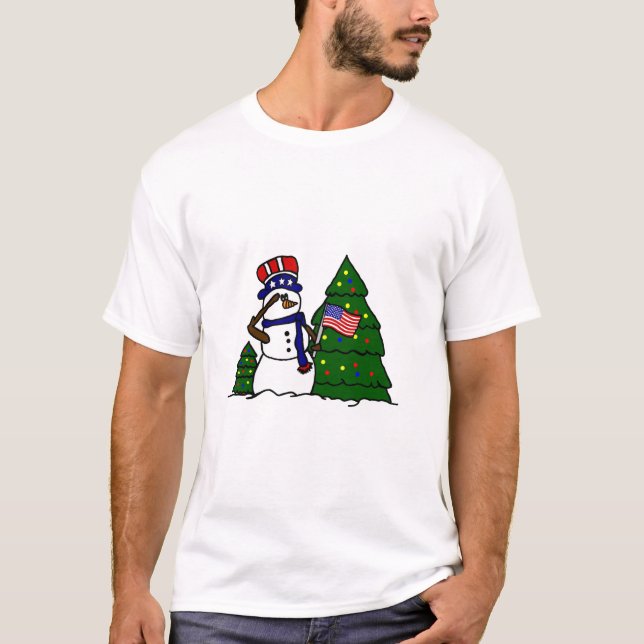Patriotisk julsnögubbeT-tröja T-shirt (Framsida)