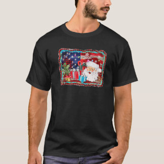 Patriotisk jultomte med amerikansk Flagga Buffa T Shirt