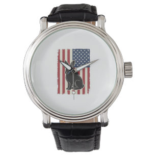 Patriotisk Kanin Amerikansk Flagga Vintage Gravyr Armbandsur