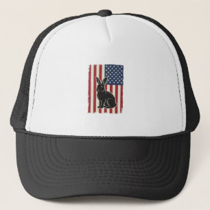 Patriotisk Kanin Amerikansk Flagga Vintage Gravyr Keps