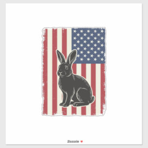 Patriotisk Kanin Amerikansk Flagga Vintage Gravyr  Klistermärken