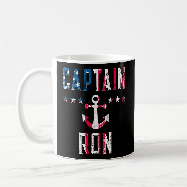 Patriotisk kapten Ron US Flagga 4:e juli-båten Kaffemugg (Vänster)
