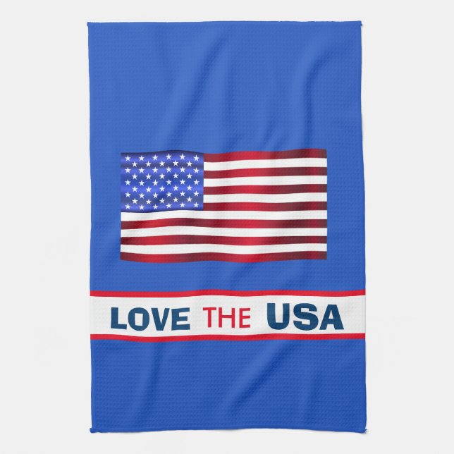 Patriotisk kärlek USA Flagduk för köket Kökshandduk (Vertikal)