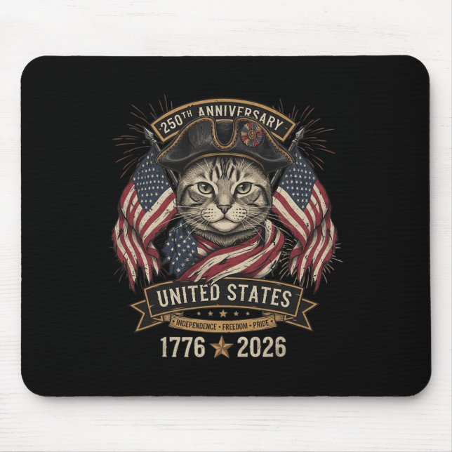 Patriotisk katt 250:e 4:e juli  musmatta (Framsidan)