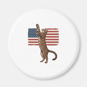 Patriotisk katt amerikansk flagga vintage vektorde magnet