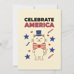 Patriotisk katt glad USA:s självständighetsdag Julkort