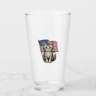 Patriotisk katt med amerikansk flagga Vintage Vect Glaskopp