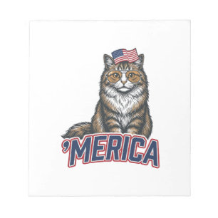 Patriotisk Katt Merica Vintage Gravyr Tröja Desig Anteckningsblock