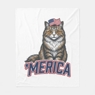 Patriotisk Katt Merica Vintage Gravyr Tröja Desig Fleecefilt