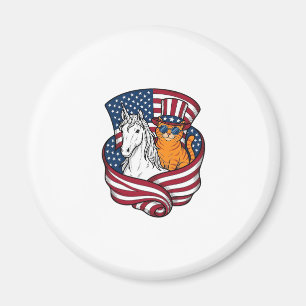 Patriotisk katt och enhörning vintage vektor desig magnet