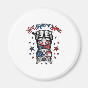 Patriotisk katt röd vit och mjau vintage design_1 magnet