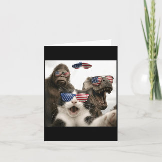 Patriotisk katt selfie med Bigfoot Dinosaur UFO 4: Kort