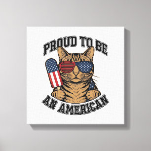 Patriotisk katt stolt över att vara amerikansk vin canvastryck