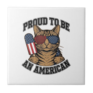 Patriotisk katt stolt över att vara amerikansk vin kakelplatta