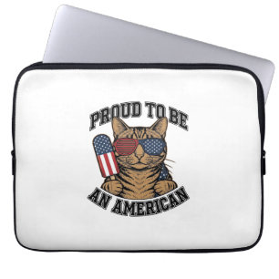 Patriotisk katt stolt över att vara amerikansk vin laptop fodral