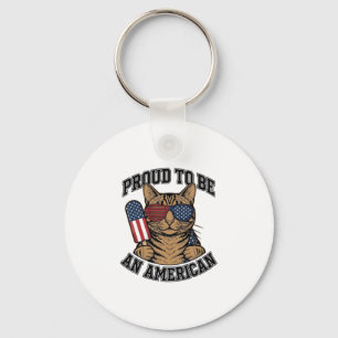Patriotisk katt stolt över att vara amerikansk vin nyckelring
