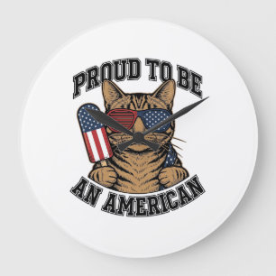 Patriotisk katt stolt över att vara amerikansk vin stor klocka