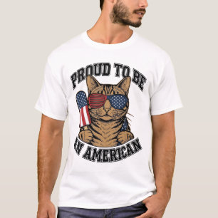 Patriotisk katt stolt över att vara amerikansk vin t shirt