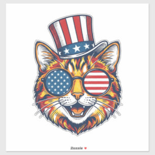 Patriotisk Katt Vintage Gravyr Tröja Design_1 Klistermärken
