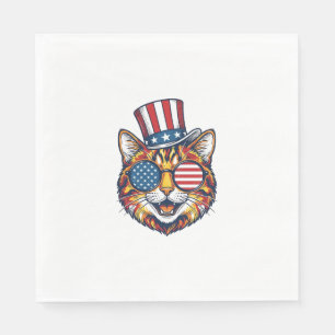 Patriotisk Katt Vintage Gravyr Tröja Design_1 Pappersservett
