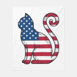 Patriotisk Katt Vintage Gravyr Vektor Design_1 Fleecefilt