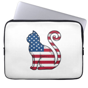 Patriotisk Katt Vintage Gravyr Vektor Design_1 Laptop Fodral