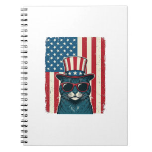 Patriotisk kattflagga Vintage gravering Shirt Desi Anteckningsbok