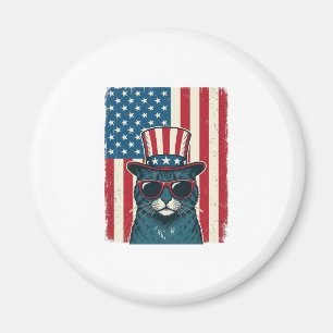 Patriotisk kattflagga Vintage gravering Shirt Desi Magnet