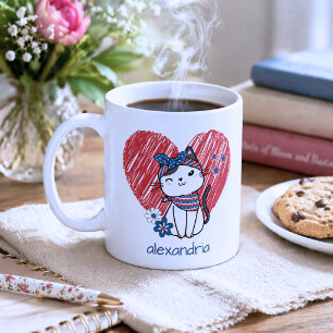 Patriotisk kattmonogram kaffemugg