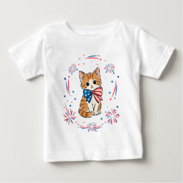Patriotisk kattunge fyrverkerier – Röd vit blå sli T Shirt