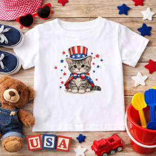 Patriotisk kattunge röd vit blå t shirt