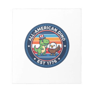 Patriotisk Kawaii Dinosaur All-amerikansk DINO EST Anteckningsblock