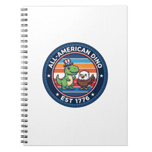 Patriotisk Kawaii Dinosaur All-amerikansk DINO EST Anteckningsbok