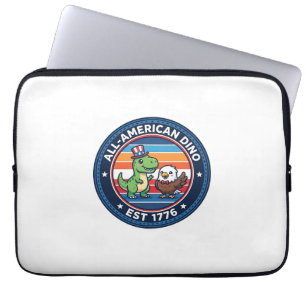 Patriotisk Kawaii Dinosaur All-amerikansk DINO EST Laptop Fodral