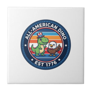 Patriotisk Kawaii Dinosaur Alla Amerikanska DINO E Kakelplatta