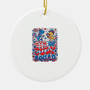 Patriotisk Kawaii Dinosaur Bästa Styvfar Någonsin Julgransprydnad Keramik