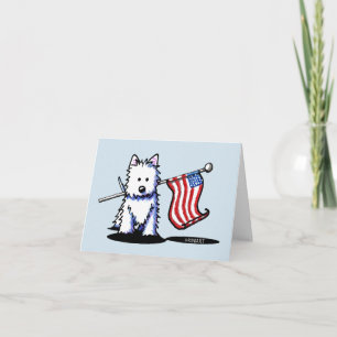 Patriotisk KiniArt Westie USA-flagga Kort