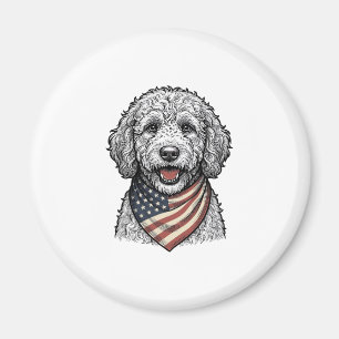 Patriotisk Klippdocka Hund Vintage Gravyr Vektor D Magnet