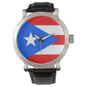 Patriotisk klocka med flagga av Puerto Rico
