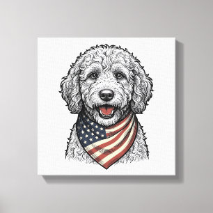 Patriotisk Klotter Hund Vintage Gravyr Vektor Desi Canvastryck