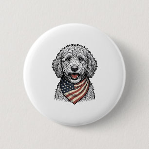 Patriotisk Klotter Hund Vintage Gravyr Vektor Desi Knapp