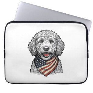 Patriotisk Klotter Hund Vintage Gravyr Vektor Desi Laptop Fodral